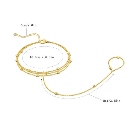 Thin chain linked finger ring bracelets