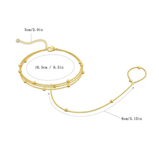 Thin chain linked finger ring bracelets