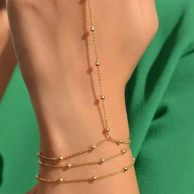 Thin chain linked finger ring bracelets