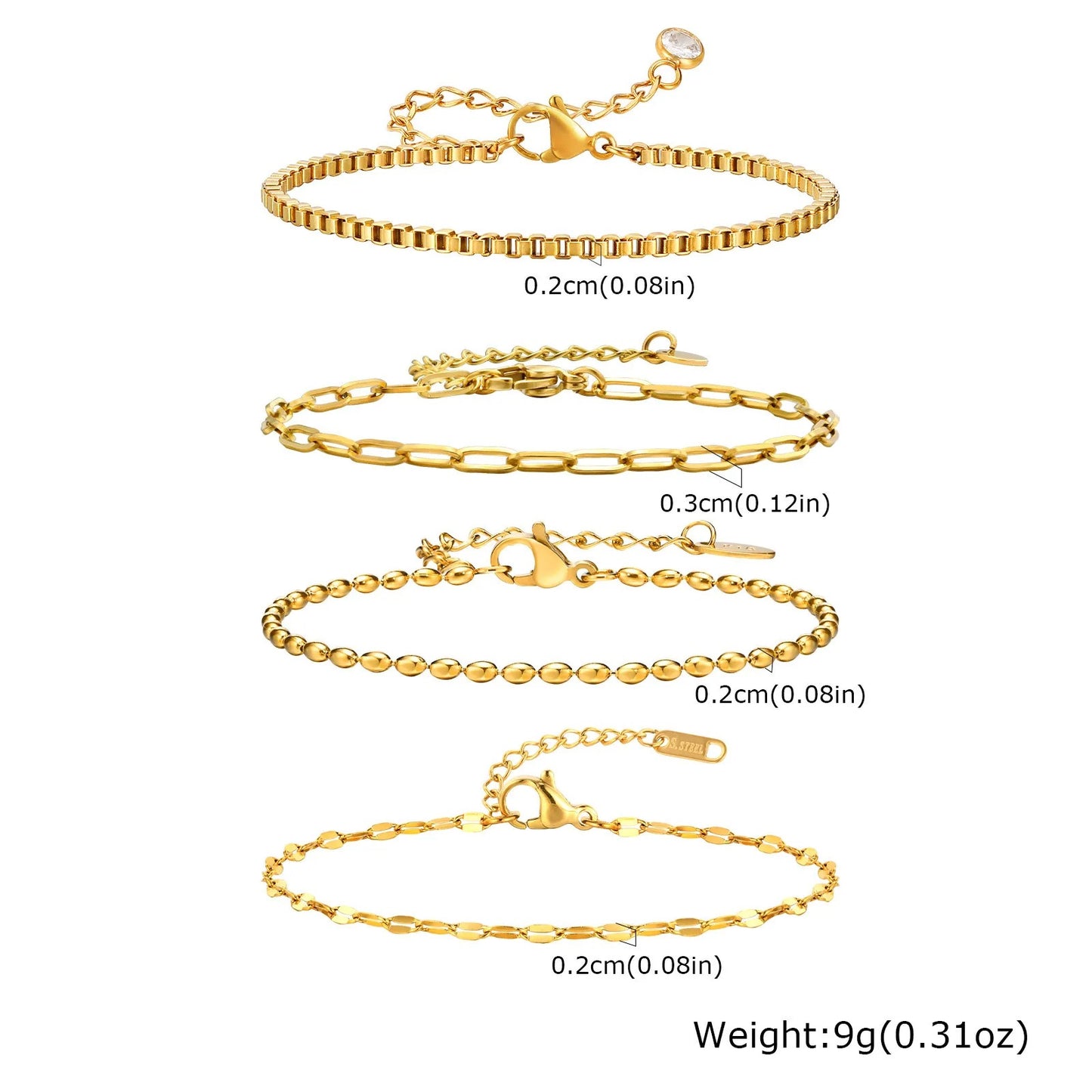Stainless steel chain link bracelets