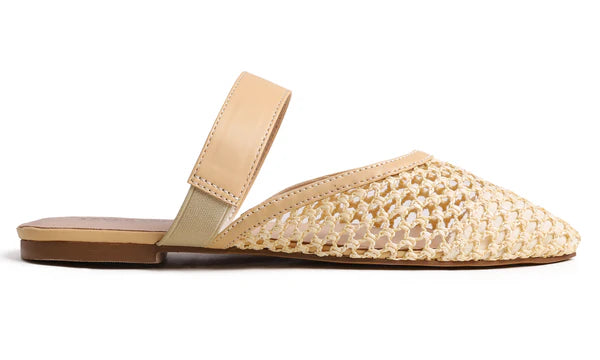 Feversole pointed toe casual slingback flat mules women's fashion mesh strap slide summer slippers vegan leather