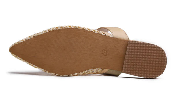 Feversole pointed toe casual slingback flat mules women's fashion mesh strap slide summer slippers vegan leather