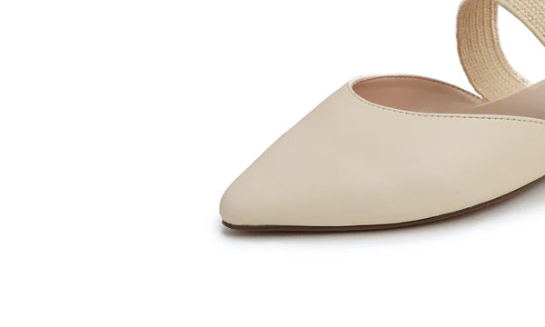 Feversole women's mules with pointed toe, flat heels, casual summer sandals, vegan leather, raffia straps